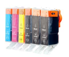 Canon PGI-525 PGBK, CLI-526 BK, C, M, Y - kompatibilní cartridge, 6 ks